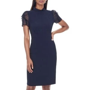 Vince Camuto Kleid Damen 10 dunkelblau Signatur Krepp Rüschen Freizeit Cocktail - Bild 1 von 8
