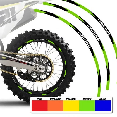 Green 21 in. 18" Dirt Bike Decal Rim Sticker R01 For Honda CRF450X 20 21 22 23 - Image 1 of 4