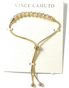 Vince Camuto Bracelet Adjustable Crystal Gold Tone - 7 in - Picture 1 of 8