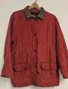 Vintage Woolrich Chore Mantel Damen XL rot Decke Fleece gefüttert Cordkragen Scheune - Bild 1 von 7