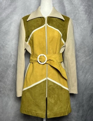 Vintage 1960s/70s Lane Bryant Tall Shop Suede & Knit Mod Jacket Coat w/Belt M/L - Image 1 of 4