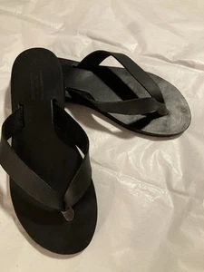 NIKOLA’ Genuine Leather Hand Made In Greece Sz EU 37 US 6.5 Black Women’s Sandal - Picture 1 of 15