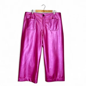 Maeve By Anthropologie The Colette Cropped Wide-Leg Kunstlederhose 18W Rose - Bild 1 von 12