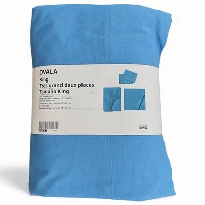IKEA DVALA Blue King 4 Piece Sheet Set (Slightly Darker Hue) - Image 1 of 2