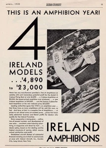 1930 Ireland Amphibion Aircraft Ad 9/19/2025q - Picture 1 of 2