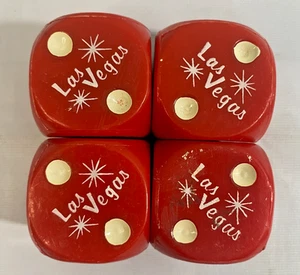 VINTAGE 4 Jumbo 1-1/2" Dice - Las Vegas - Made in Hong Kong - COOL! - Picture 1 of 4