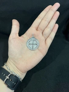 925 Sterling Silver Mens Womens St Benedict San Benito Protection Medal Pendant - Picture 1 of 6