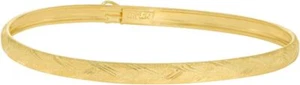 Floreo 10k Yellow Gold 4mm Chevron Satin Finish Textured Flex Bangle Bracelet - Picture 1 of 3