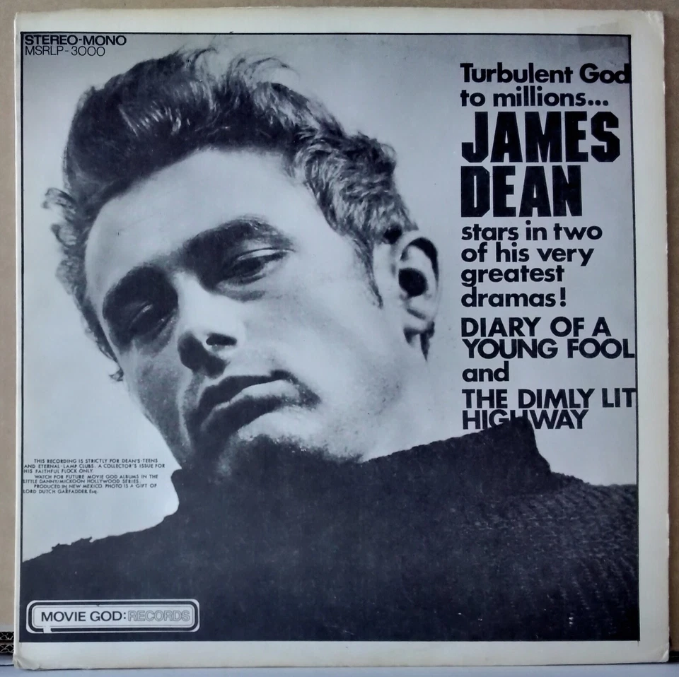 JAMES DEAN - TURBULENT GOD TO MILLIONS... MOVIE GOD RECORDS MSRLP-3000 US LP - Image 1 of 3