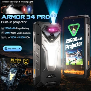 Ulefone Armor 34 PRO 5G Rugged Phone Android 15 DLP Projector Waterproof Unlock - Bild 1 von 23