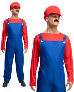 Mario Workman Plumer Costume Adults Fancy Dress Outfit Mens - Picture 1 of 6