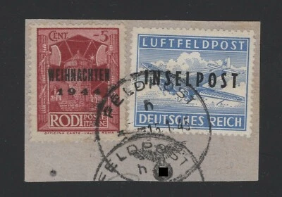 Feldpost, Weihnachtsmarke Nr. 12V, Lokalaufdruck Nr. 8BI, Briefstück mit Attest - Bild 1 von 3