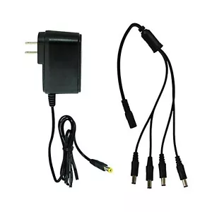 Night Owl Security Camera Power Adapter w/ 4-Way Splitter 12V 2Amp Black 1 Pack - Picture 1 of 5
