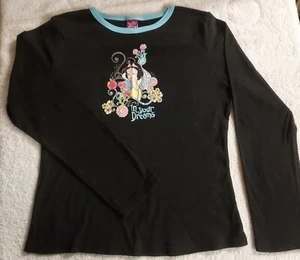 Disney Snow White Long Sleeve Black bl Shirt  Rhinestone details SZ XL 16-18 EUC - Picture 1 of 5