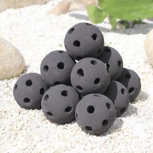 Heyfurni hohle schwarze Keramik Feuerkugeln, 10er Set Kaminkugeln Feuerstelle 7 cm - Bild 1 von 5