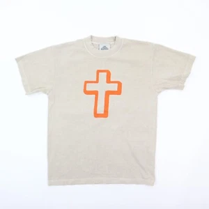 Old Church Basement T-Shirt Beige w/ Orange Puff Print Elevation Worship S Small - Picture 1 of 6