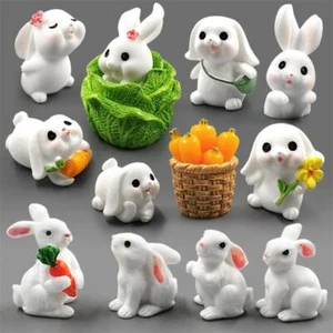 Easter White Rabbit Christmas Figurine Diy Home Room Decor Miniature Fair - Picture 1 of 67