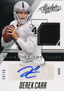 Derek Carr 2014 Panini Absolute Rookie Auto Relic Jersey RC /99 - Picture 1 of 2