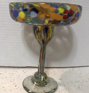 Vetro Margarita Soffiato a Mano Specifiche Colorate Design Messico NUOVO ALTO 6,5" - Foto 1 di 8