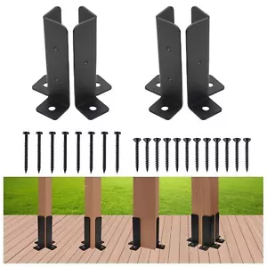 Adjustable Deck Post Base Brackets - 4pcs Heavy Duty Post Support Brackets for - Picture 1 of 6