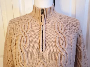 Architect Lambswool Sweater Lg Cable Knit Fisherman Ranch Chore Farm Quarter Zip - Picture 1 of 8