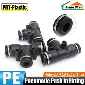 Raccordo Pneumatico Push In T Pezzo Connettore 3 Vie 4-16mm per Tubo Acqua Aria - Foto 1 di 9