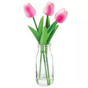 Rosa Semana Santa Tulipanes de Vidrio Jarrón de Mesa Centro Decoración - Imagen 1 de 1