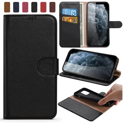 For iPhone 16 15 14 13 12 11 Pro Max Luxury Original Leather Wallet ID Card Case - Image 1 of 4
