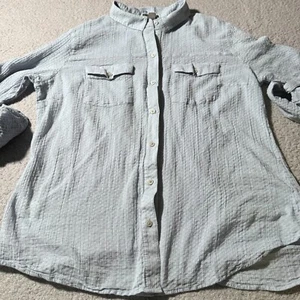 Camicia Eddie Bauer manica lunga con bottoni blu donna taglia XL top tasca colletto - Foto 1 di 13