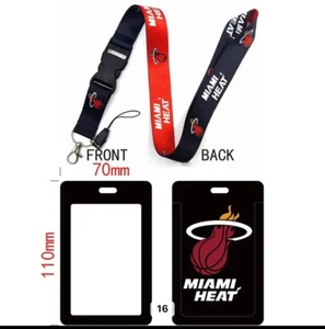 Miami Heat NBA Lanyard Keychain AND ID Tag Holder Basketball Fan Gift - Picture 1 of 1