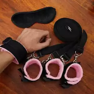 Bondage Restraints Hand Cuffs Ankle Cuff Body Harness Blindfold Bed Restraint UK - Picture 1 of 14