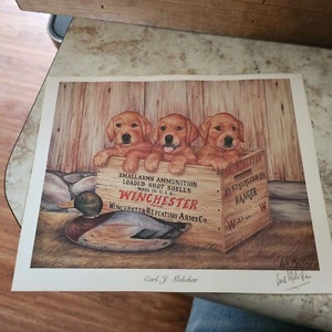 Carl J. Melichar handsigniert, Wild Life Yellow Lab Print/Winchester/Decoy Series - Bild 1 von 4