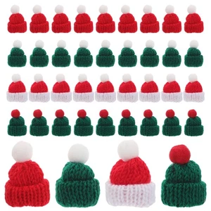 40pcs Mini Christmas Knit Hat Mini Xmas Santa Hat For Diy Christmas Doll Crafts - Picture 1 of 12