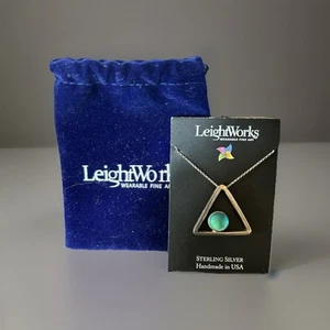 Ciondolo Leight Works in argento sterling vetro artistico acquatico 18" nuovo con etichetta L-3 - Foto 1 di 5