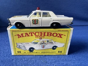 Matchbox Lesney #55 Ford Galaxie Police Car Red Dome Original Box 1966 - Picture 1 of 11