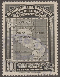 EDSROOM-21361 Paraguay C121 Usado 1939 Mapa de Excelente Valor Correo Aéreo CV$17,50 - Imagen 1 de 2