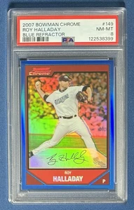 2007 Bowman Chrome Roy Halladay Blue Refractor 85/150 PSA 8 Blue Jays #149 - Picture 1 of 2
