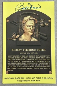 Bobby Doerr Signed Autographed Gold HOF Hall of Fame Plaque Postcard - Picture 1 of 1