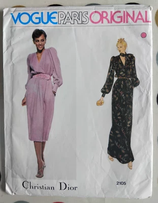 Vintage Vogue Paris Original Size 12 Pattern 2105 Christian Dior Dress Uncut FF  - Image 1 of 4