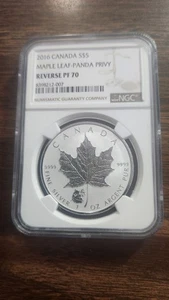 2016 $5 CANADA REVERSE PROOF SILVER MAPLE LEAF NGC PF70 PANDA PRIVY - Picture 1 of 2