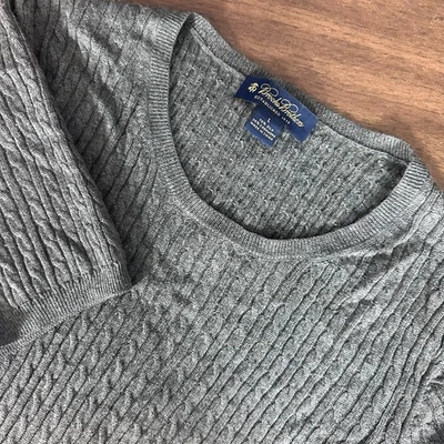 Brooks Brothers Cable Knit Top Womens Large Parisian Gray Silk Cashmere Capsule - Image 1 of 4