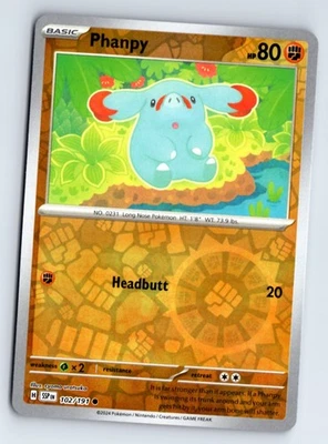 Phanpy - 102/191 -SV08: Surging Sparks- Reverse holo - Image 1 of 2