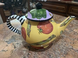 Droll Designs original signierte bemalte große Kunstkeramik Keramik Teekanne NEU - Bild 1 von 9