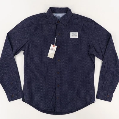 Izod Saltwater Untucked Cotton Button Up Shirt Navy Men's M - Image 1 of 4