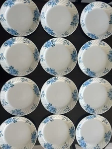Corelle by Corning Blue Velvet White Swirl Dinner Plates 10.25” Set Of 12 USA - Picture 1 of 13