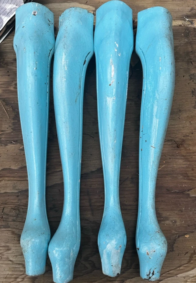4-16.5” Tall Wood Tapered Cabriolet  Legs Popular French Salvage Crafter Blue - Image 1 of 4