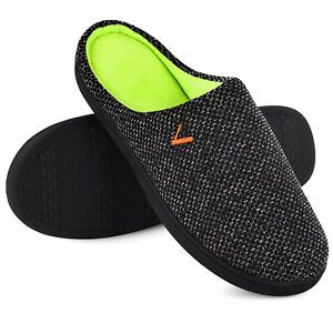 Mens Memory Foam Slippers Cozy Two-Tone House Shoes Slip on Clogs Indoor Outdoor
