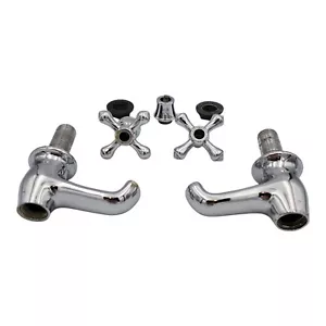 Pair of Bristan Colonial Bathroom Sink Taps Chrome - Vintage Traditional Style - Picture 1 of 13