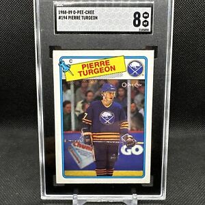 1988-89 O-Pee-Chee #194 PIERRE TURGEON  Buffalo Sabres Rookie SGC 8 Sabres