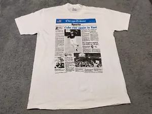 Vintage Chicago Cubs Shirt Mens Large Tribune Newspaper 90s 1990s Single Stitch - Picture 1 of 10